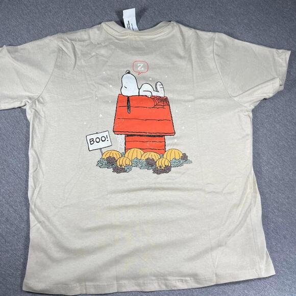 RSQ Peanuts Youth XL “Boo” Halloween Beige Graphic T-Shirt Snoopy Charlie Brown - Picture 4 of 7